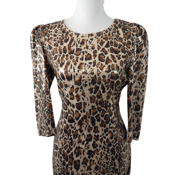 NWT@$100! NEW YORK & CO.! BLACK, BROWN, GOLD MINI SEQUINNED SHEATH DRESS! SZ M - Picture 3 of 11